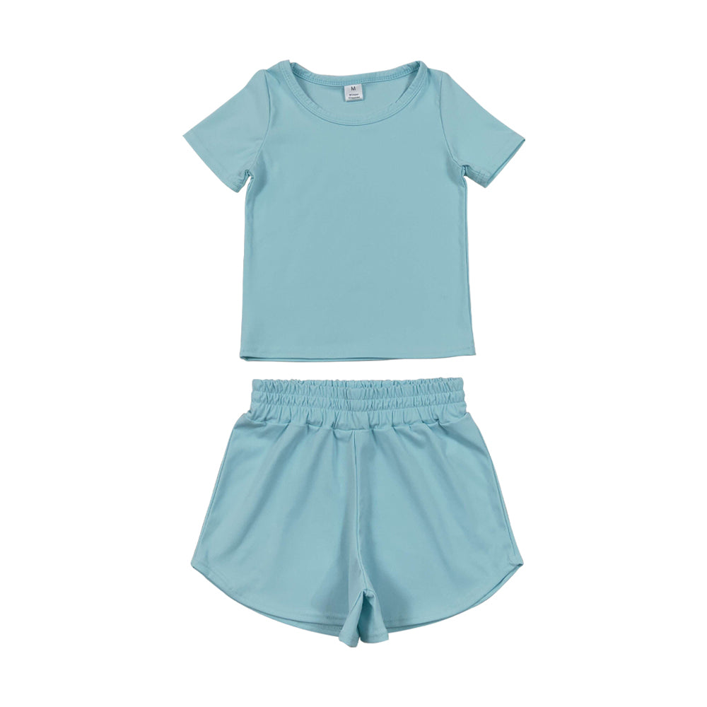 GSSO3762 Yoga Blue Short Sleeve Shorts Girls Set