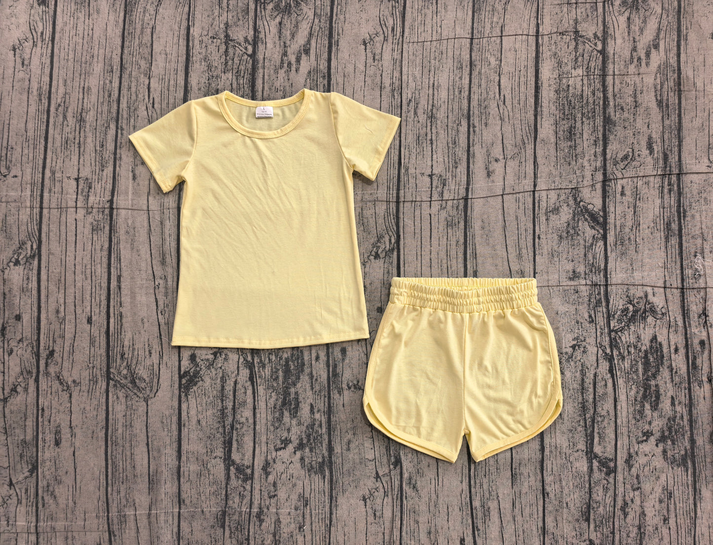 preorder GSSO3763 Samples Yellow Short Sleeve Shorts Girls Set