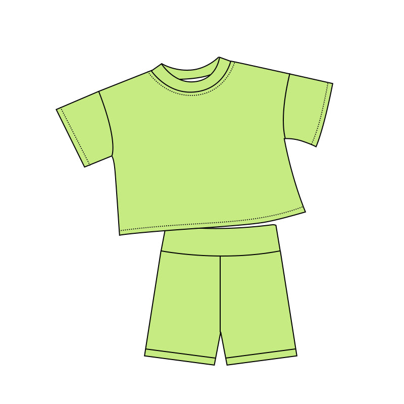 preorder GSSO3803 Green Short Sleeve Shorts Girls Set
