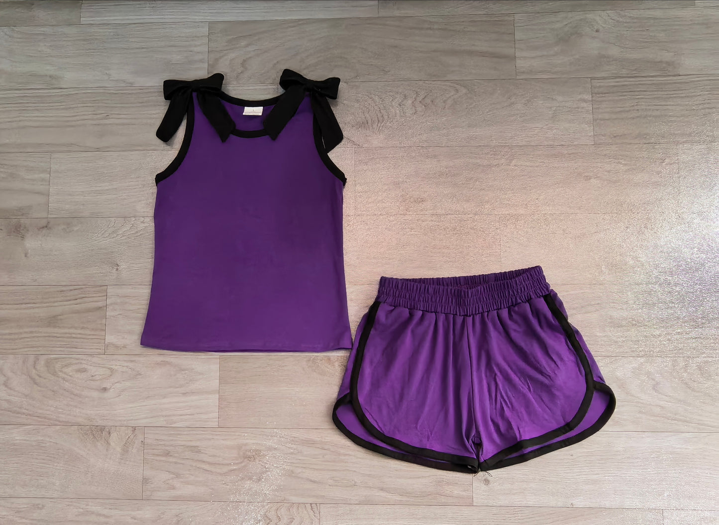 preorder Samples GSSO3815 Dark Purple Sleeveless Shorts Girls Set