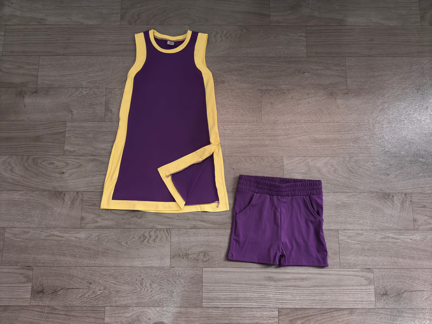preorder Samples GSSO3844 Yoga Purple Sleeveelss With Shorts Girls Set GDS4253+SS0958