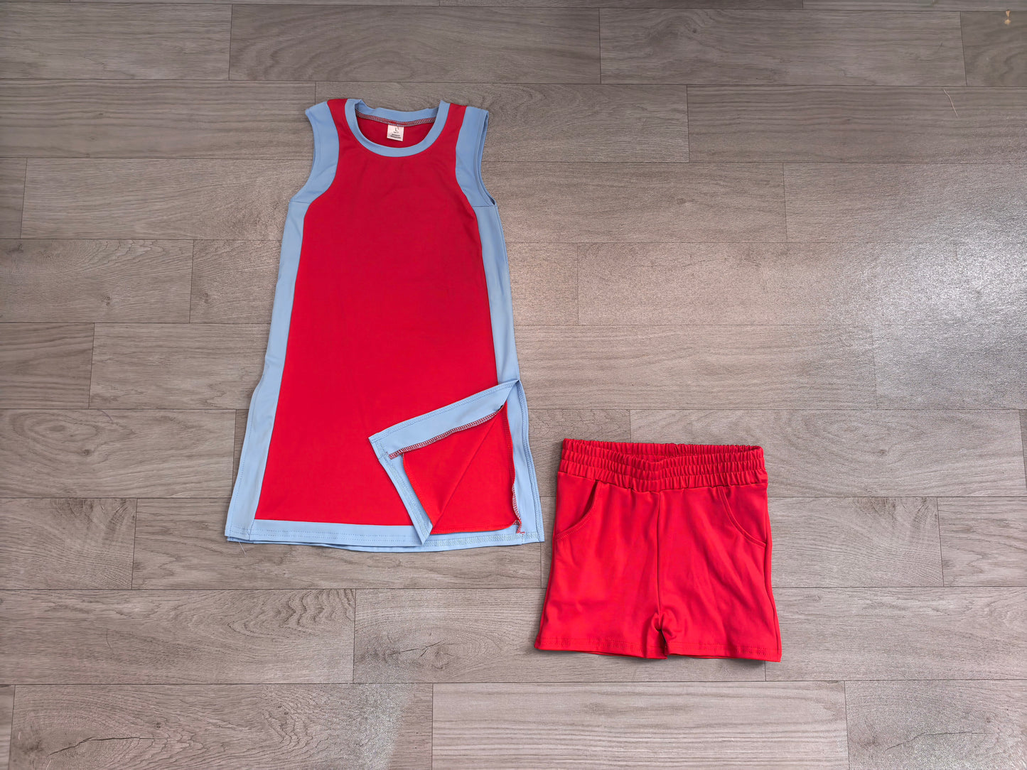 preorder Samples GSSO3846 Yoga Red Sleeveelss With Shorts Girls Set GDS4255+SS0960