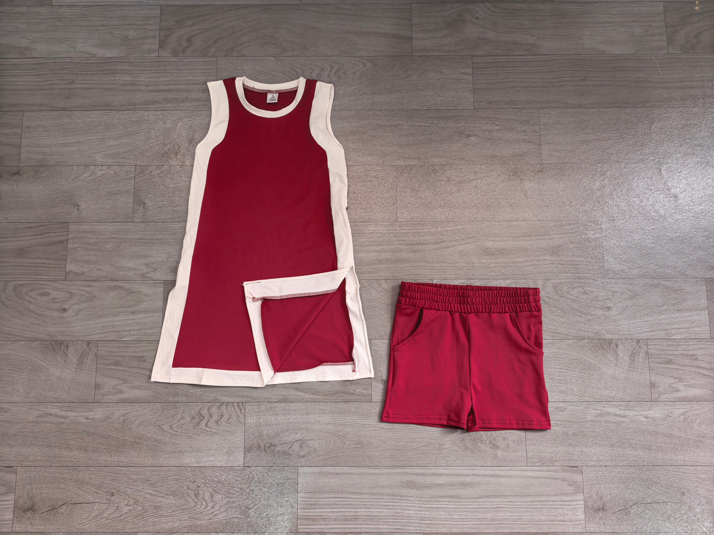 preorder Samples GSSO3848 Yoga Maroon Sleeveelss With Shorts Girls Set GDS4257+SS0962