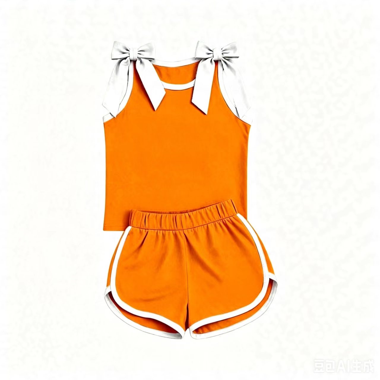 preorder GSSO3851 Cotton Orange Bows Sleeveless Shorts Girls Set