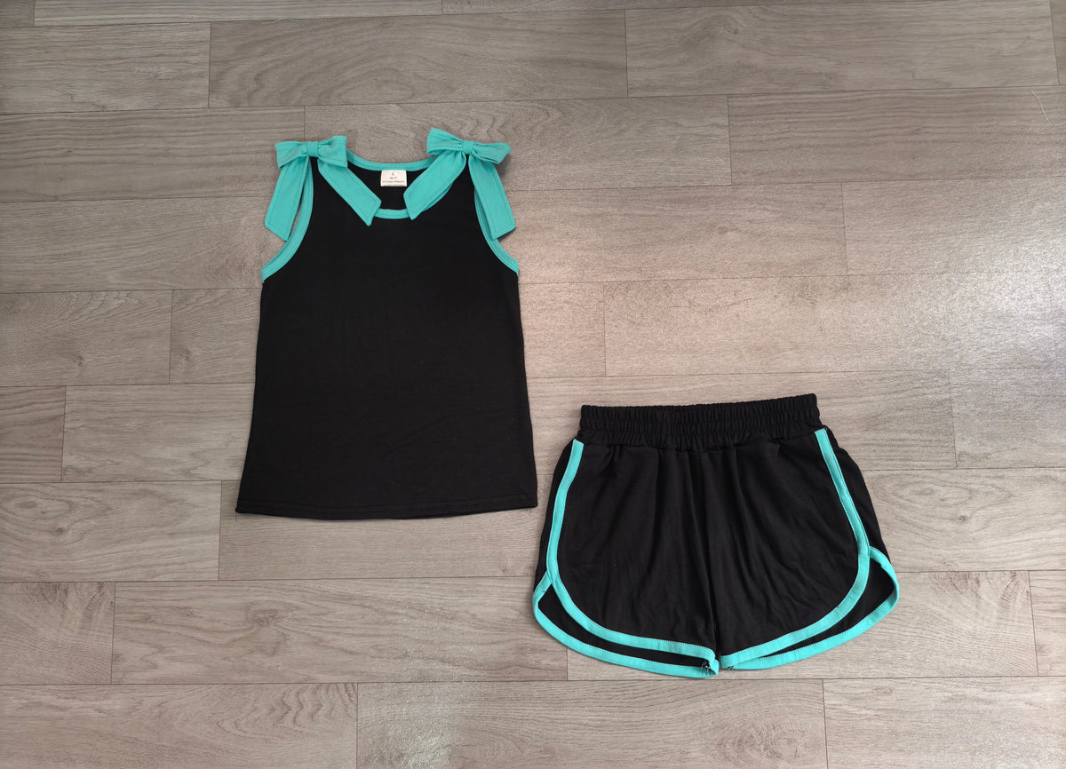 preorder Samples GSSO3856 Black Bows Sleeveless Shorts Girls Set