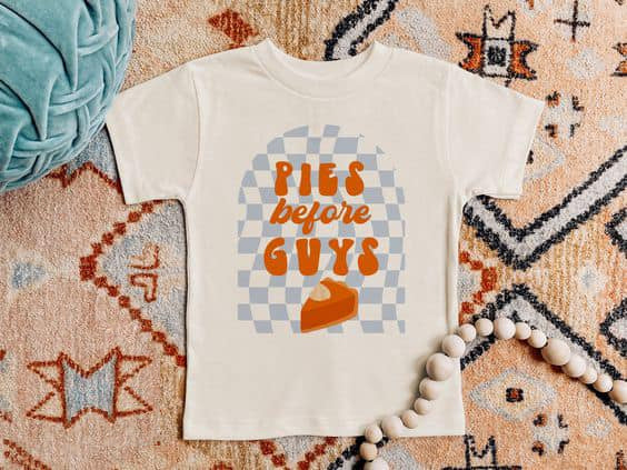 preorder GT0318 Pie before guys white short sleeve girls top