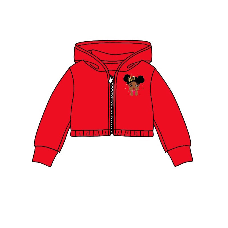 preorder GT0345 Little cartoon girl red hoodie long sleeve girls hoodie coat