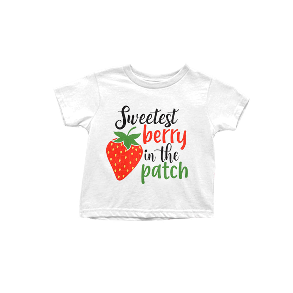 preorder GT0397 Strawberry sweetest berry in the patch short sleeve girls t-shirt