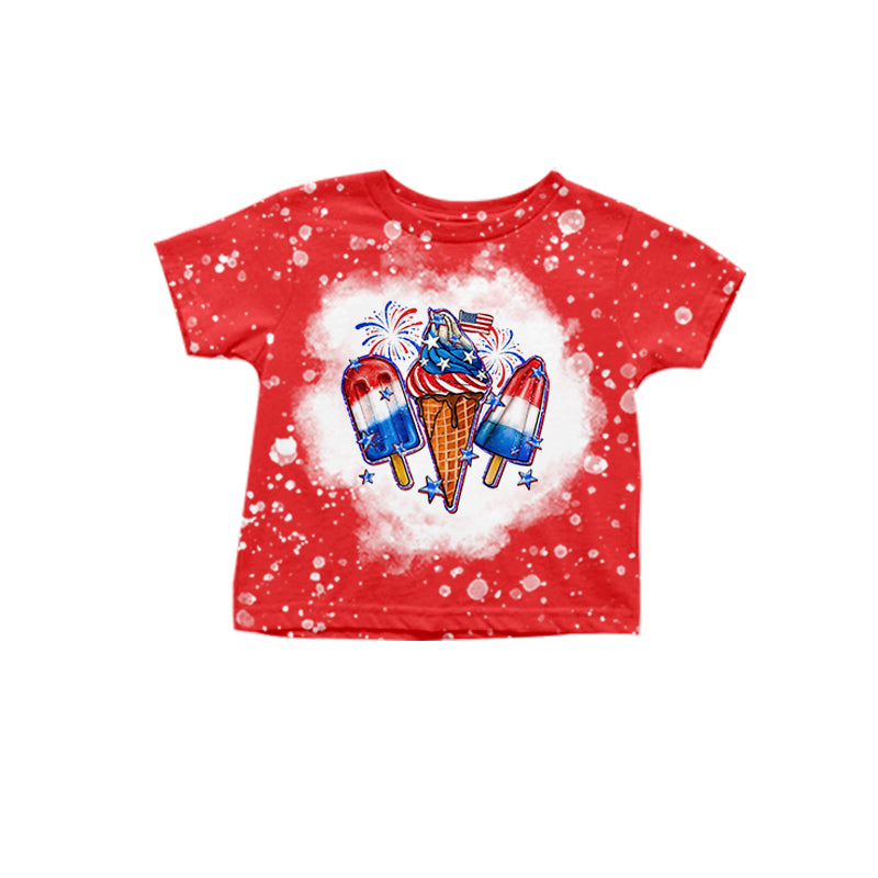 preorder GT0470 July 4th Ice Red Short Sleeve Girls Top