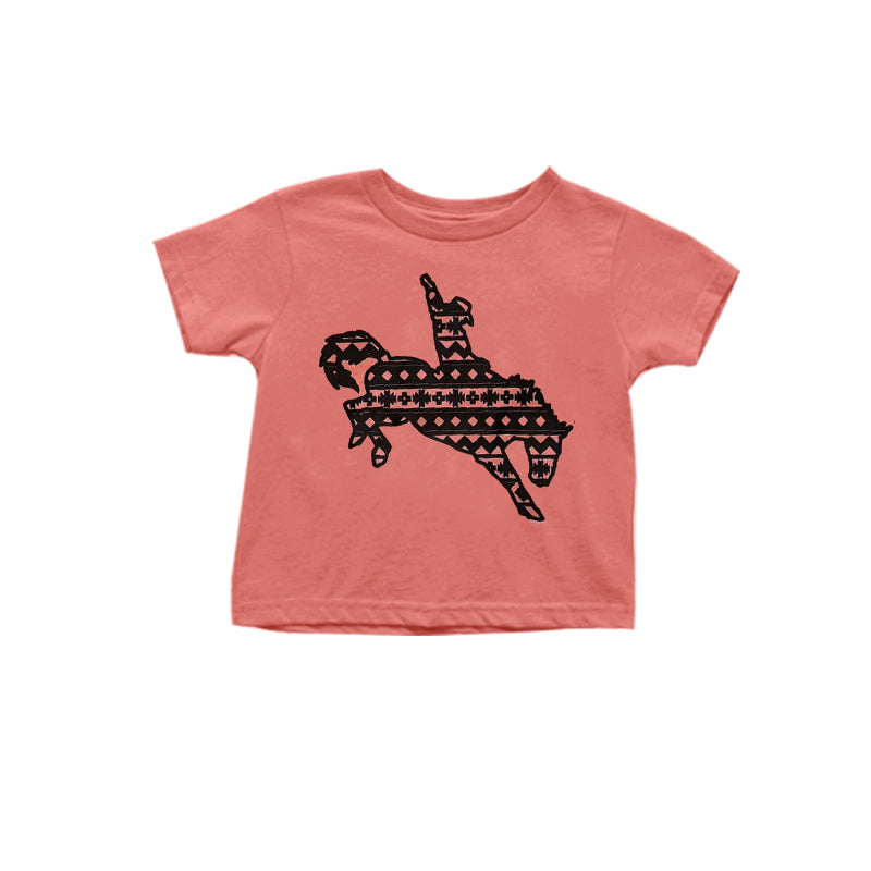 preorder GT0490 Western rodeo red short sleeve girls top