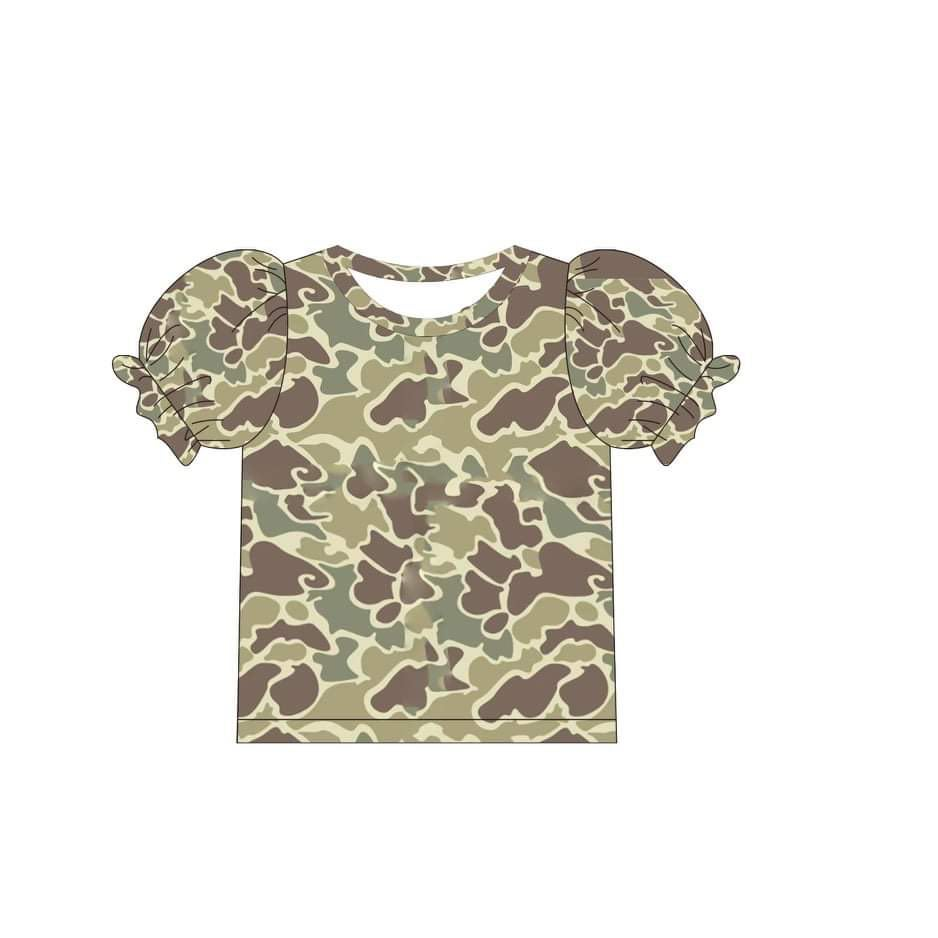 preorder GT0494 camo short sleeve girls top