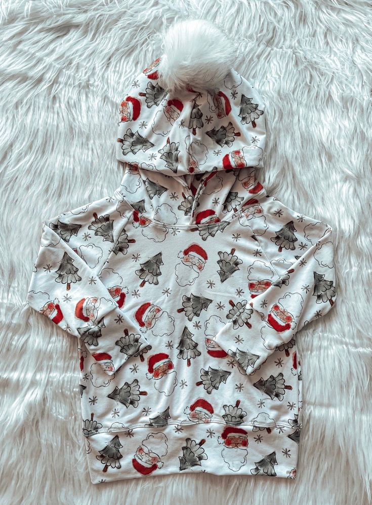 preorder GT0657 Christmas Santa tree long sleeve girls hoodie top