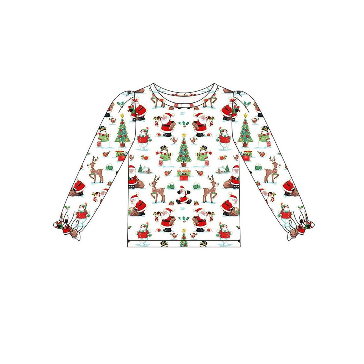 Preorder GT0664 Christmas Santa deer long sleeve girls top