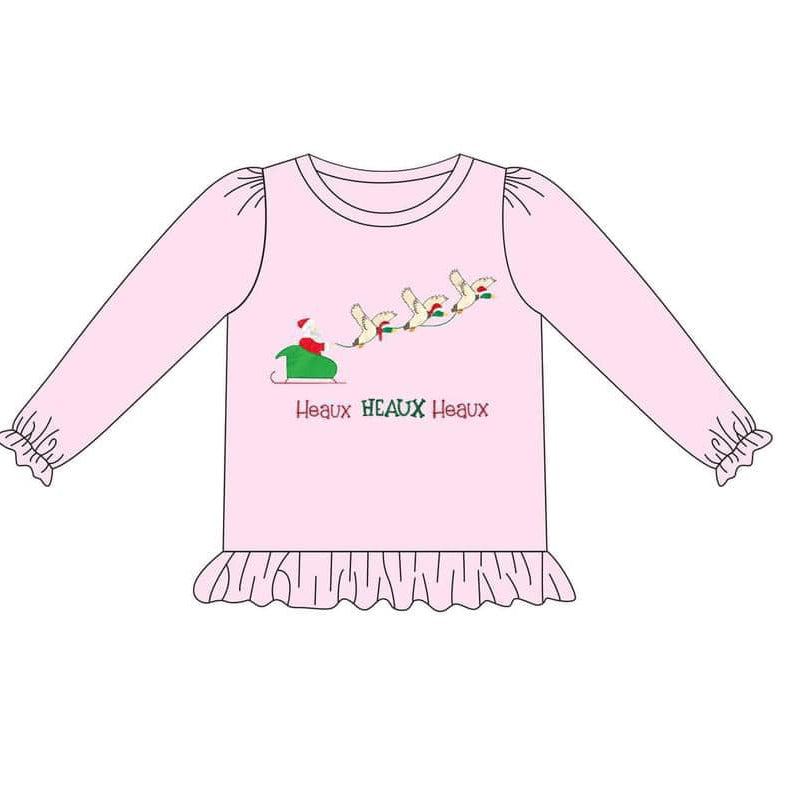 preorder GT0715 Christmas mallard duck pink long sleeve girls top