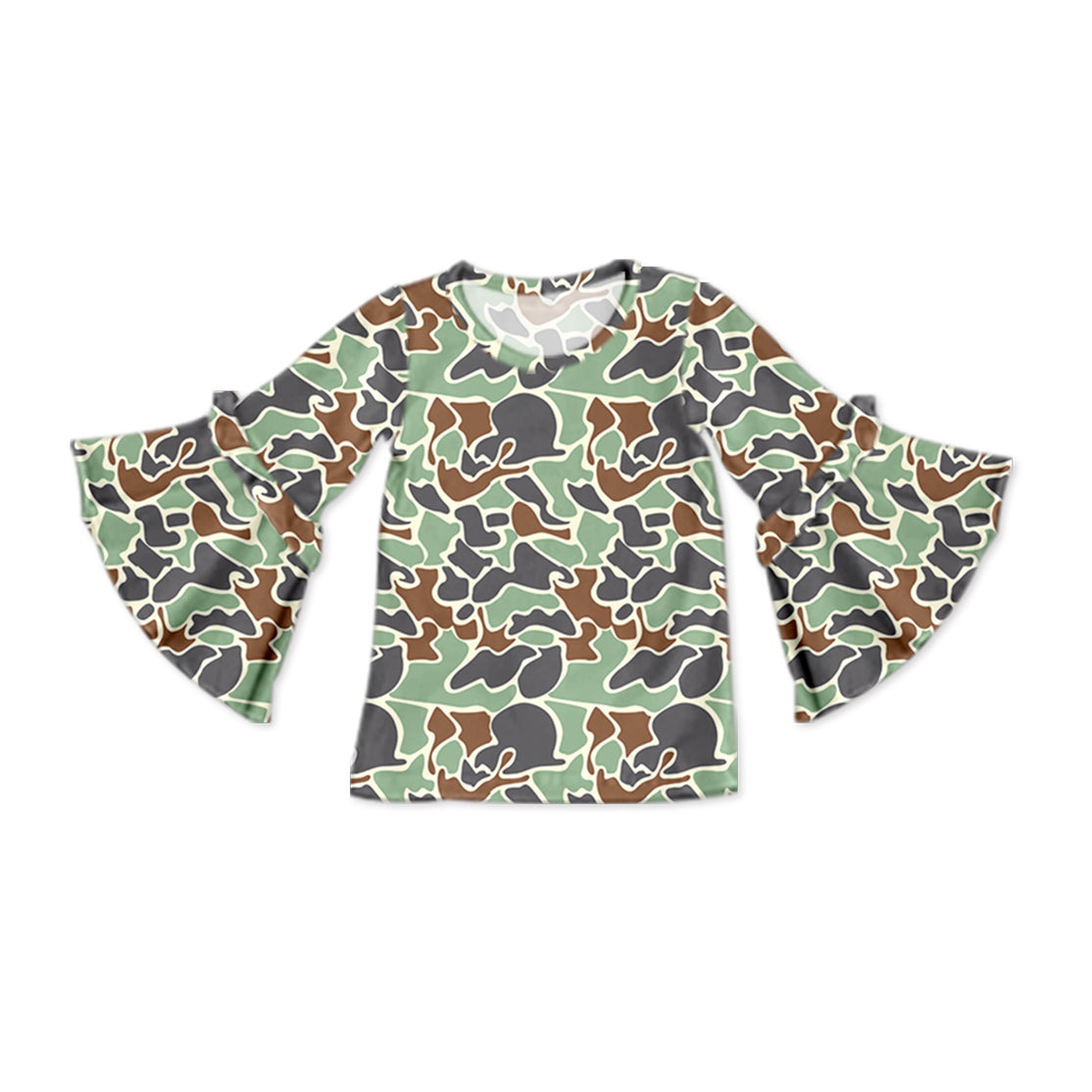 preorder GT0790 dark green camo long sleeve girls top