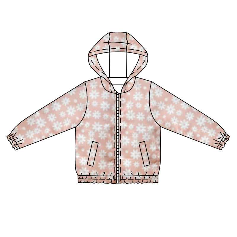 preorder GT0794 cute flowers pink long sleeve zipper hoodie girls coat