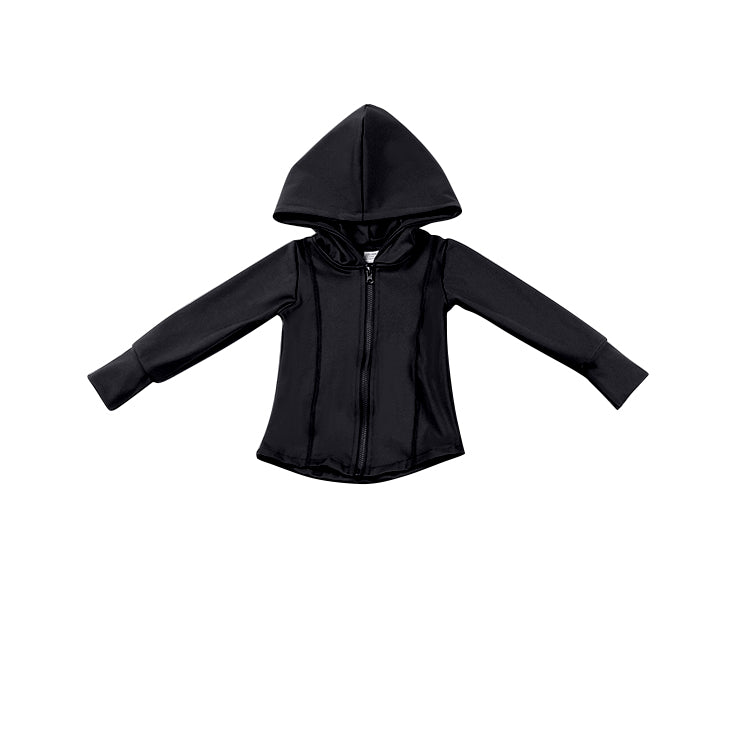 preorder GT0809 black zipper long sleeve hoodie girls coat