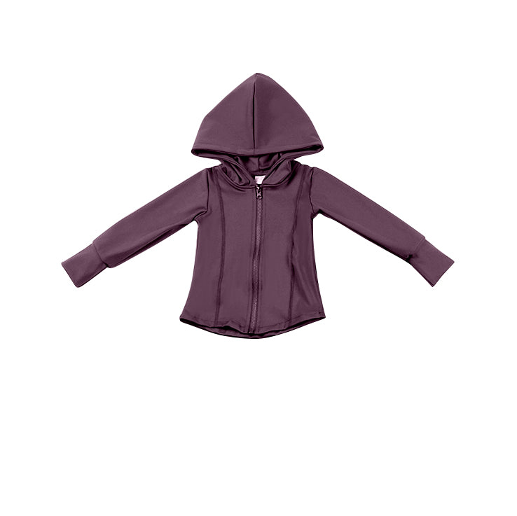 preorder GT0810 maroon zipper long sleeve hoodie girls coat