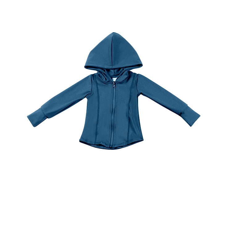 preorder GT0812 blue zipper long sleeve hoodie girls coat