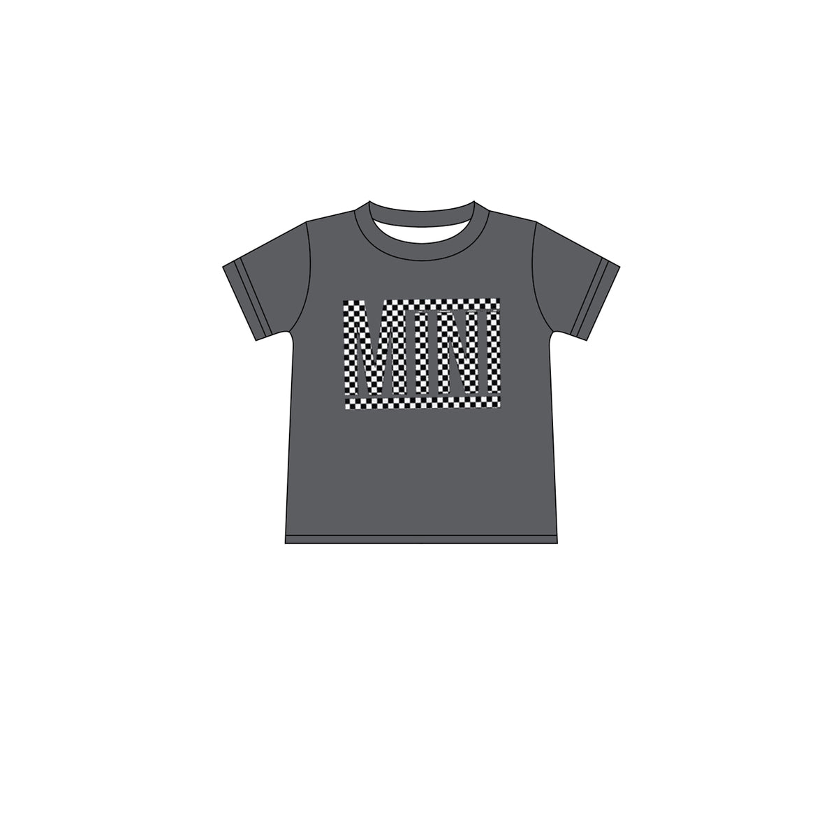 preorder GT0856 checkered MINI dark grey short sleeve girls top