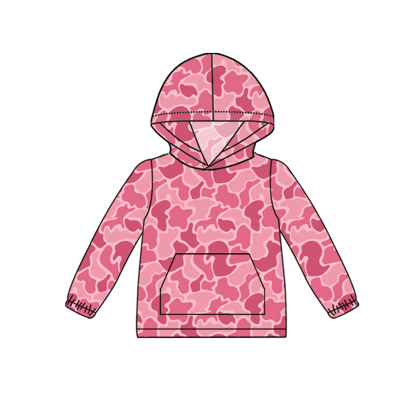 preorder GT0866 dark pink camo long sleeve girls hoodie pullover