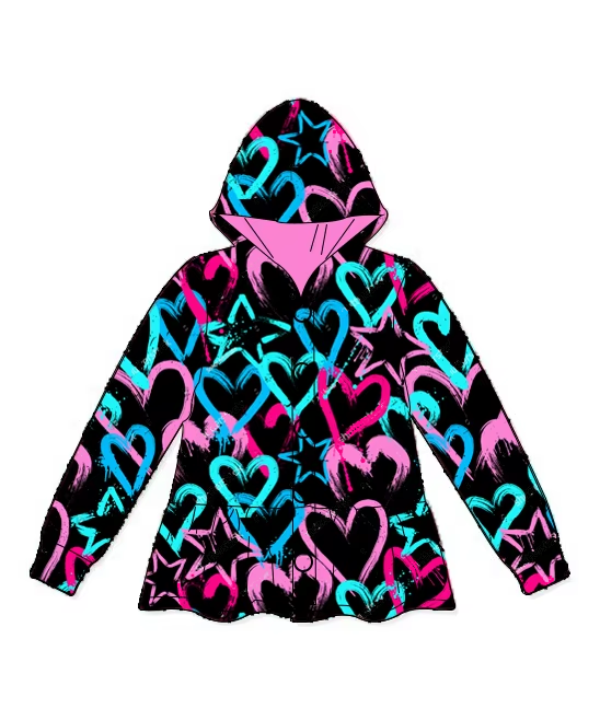 preorder GT0891 colorful heart long sleeve hoodie girls coat