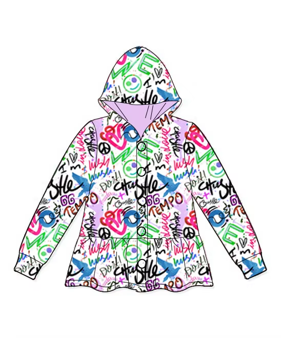 preorder GT0892 colorful letter printing long sleeve hoodie girls coat