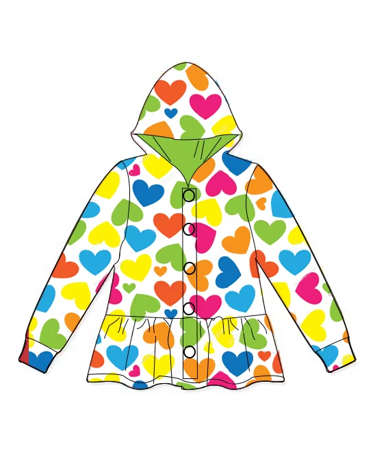preorder GT0893 colorful heart long sleeve hoodie girls coat
