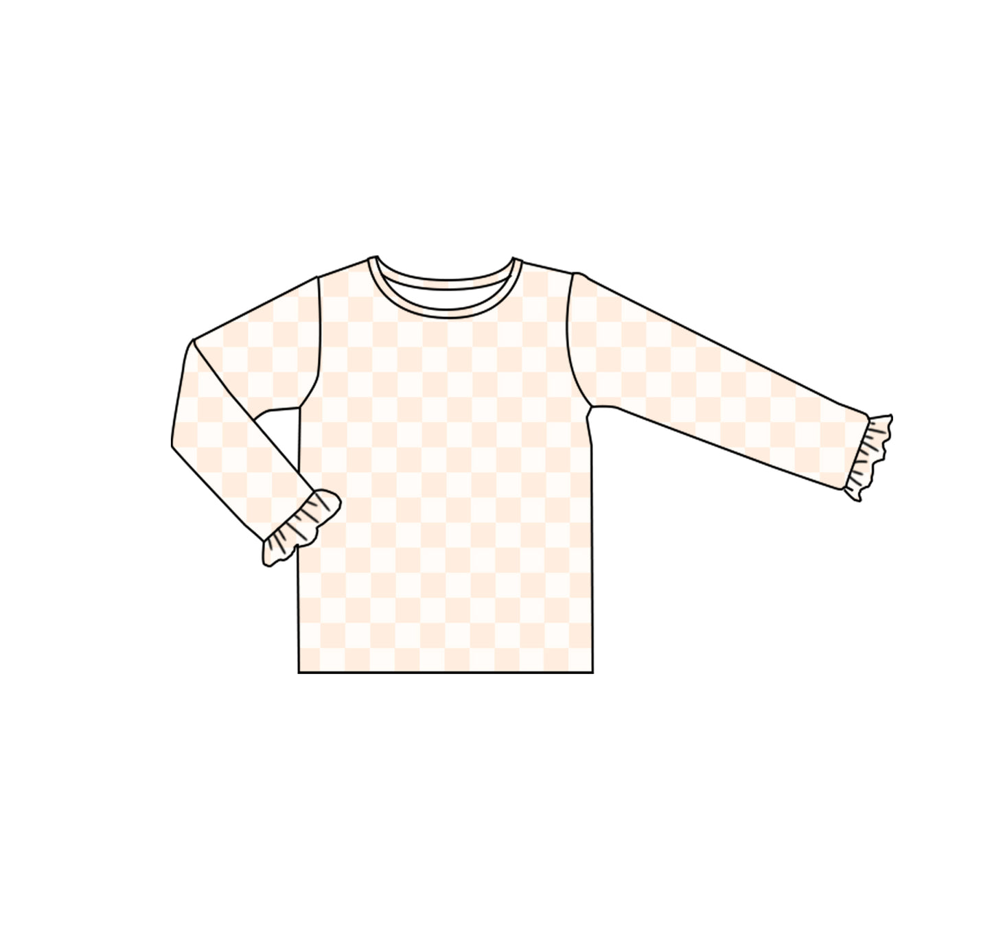 preorder GT0903 Khaki Checkered Long Sleeve Girls Top