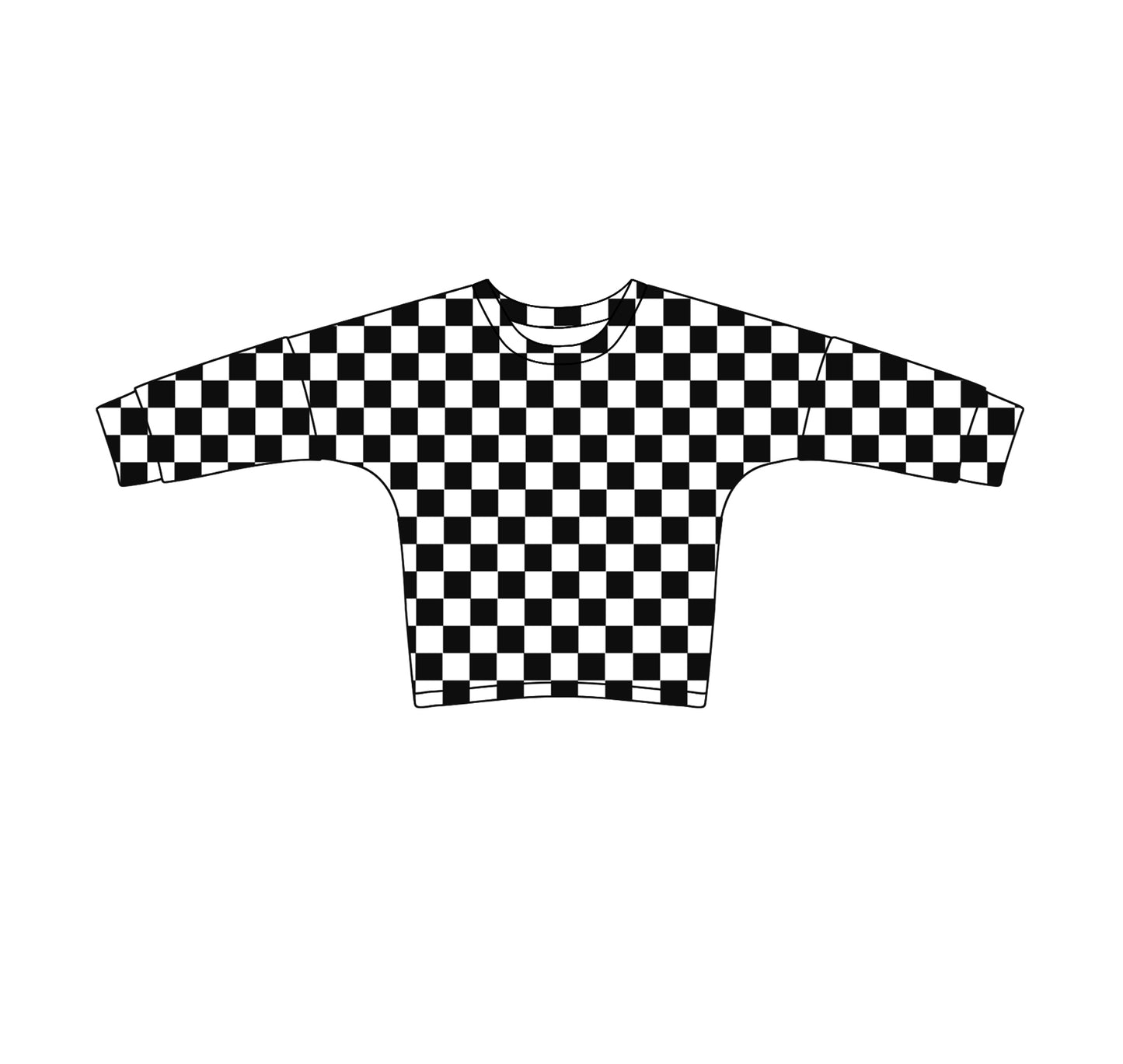 preorder GT0905 Black Checkered Long Sleeve Girls Top