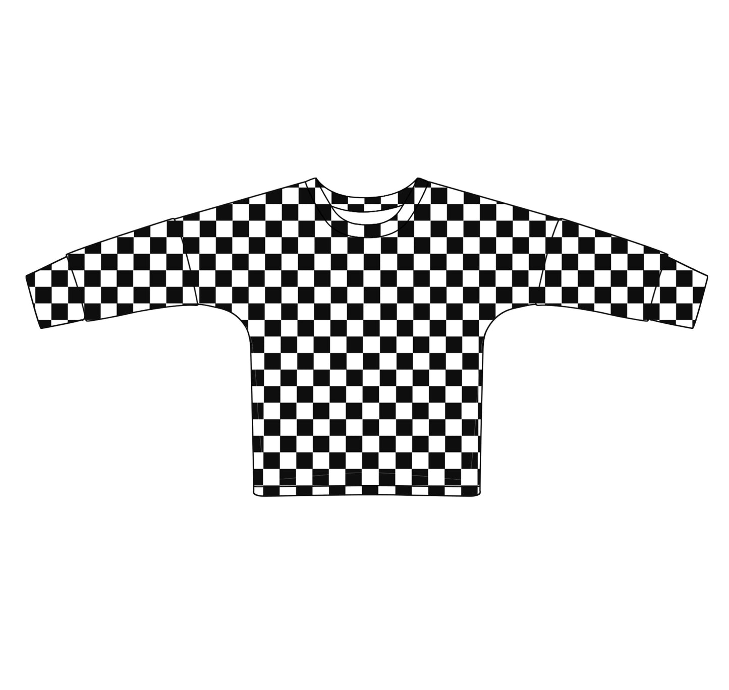 preorder GT0908 Black Checkered Long Sleeve Adult Women Top
