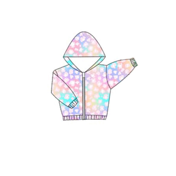 preorder GT0913 Colorful Leopard Long Sleeve Zipper Hoodie Girls Coat