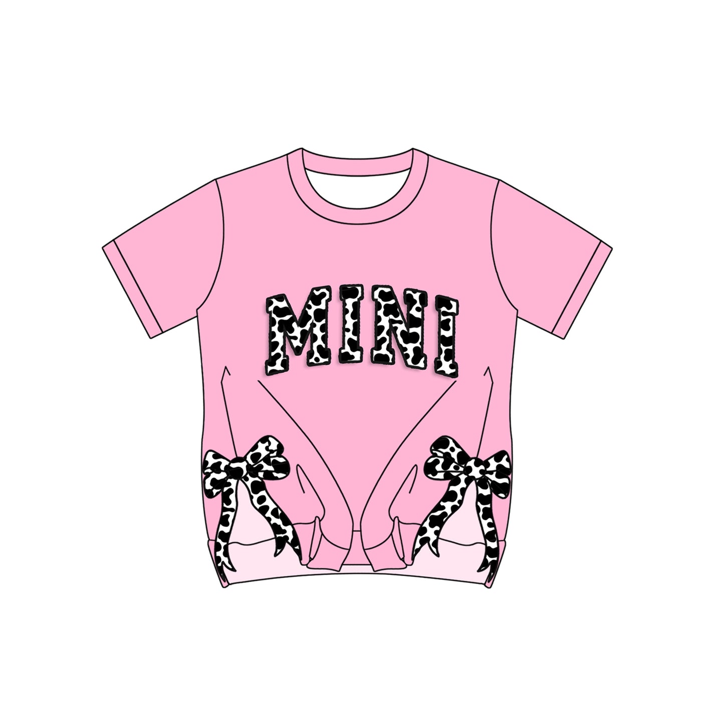 preorder GT0916 MINI Split Side Bows Pink Short Sleeve Girls Top