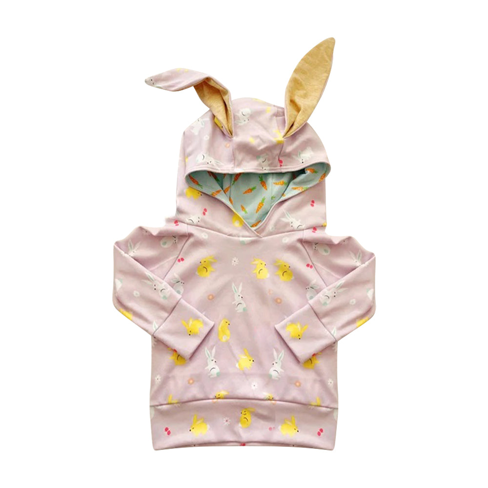 preorder GT0921 Easter Bunny Rabbit Egg Pink Hoodie Long Sleeve Girls Top
