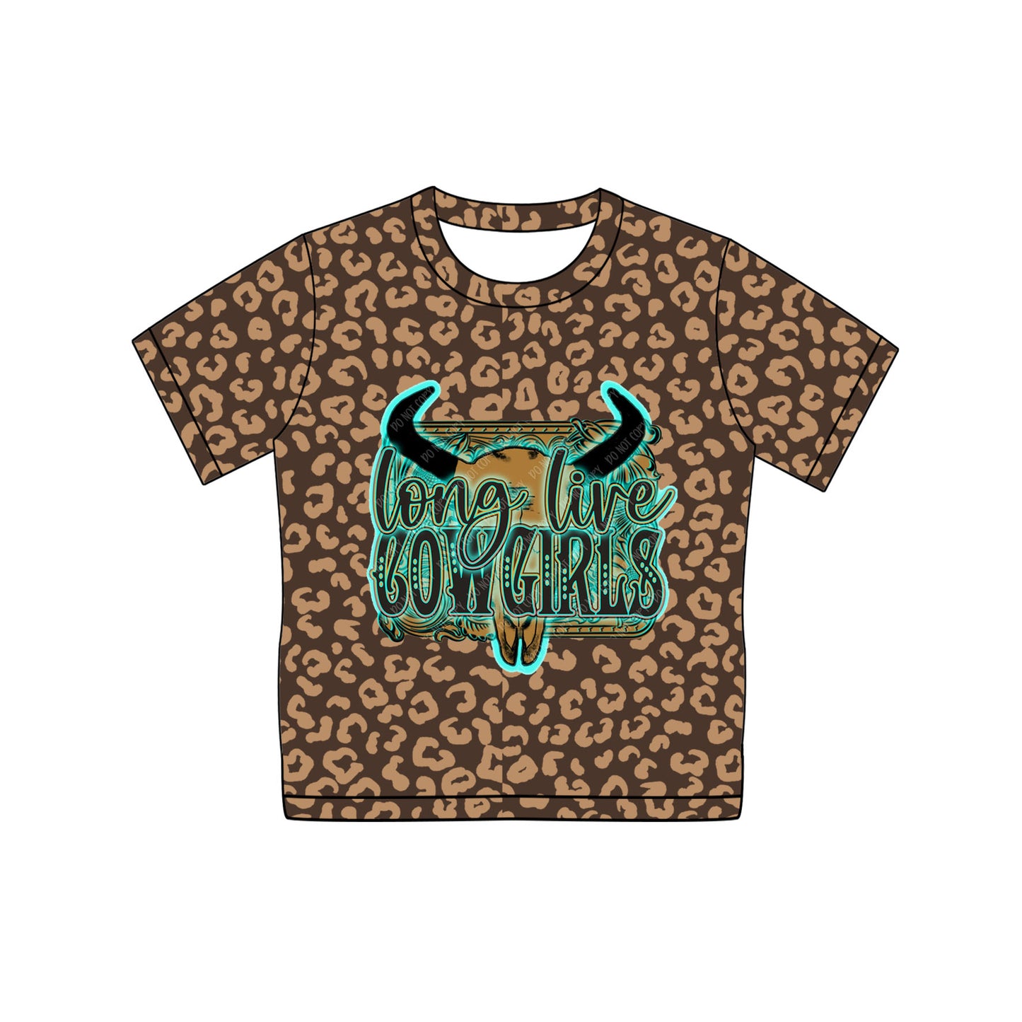 preorder GT0933 Western cowgirls cow leopard short sleeve girls top