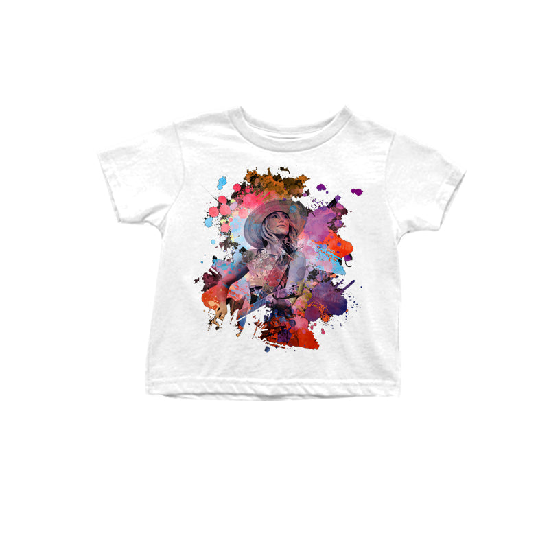 preorder GT0979 Western wilson country flowers short sleeve girls top
