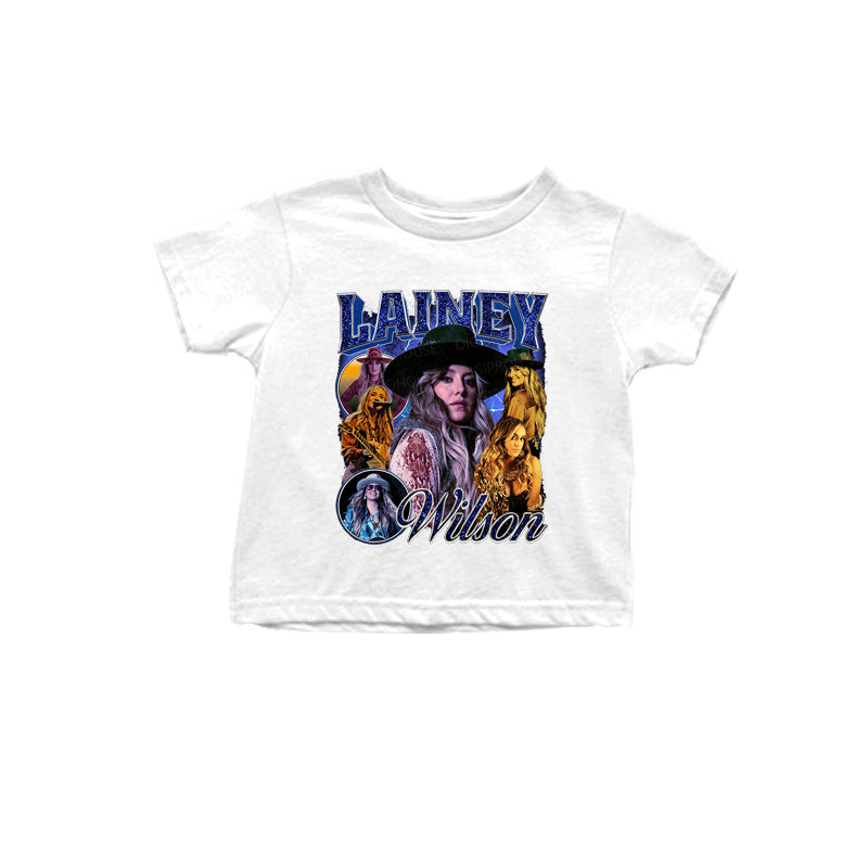 preorder GT0980 Western wilson country white short sleeve girls top