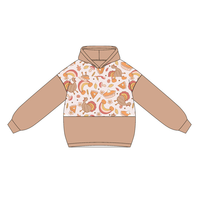 preorder GT1031 thanksgiving turkey pie hoodie long sleeve girls top