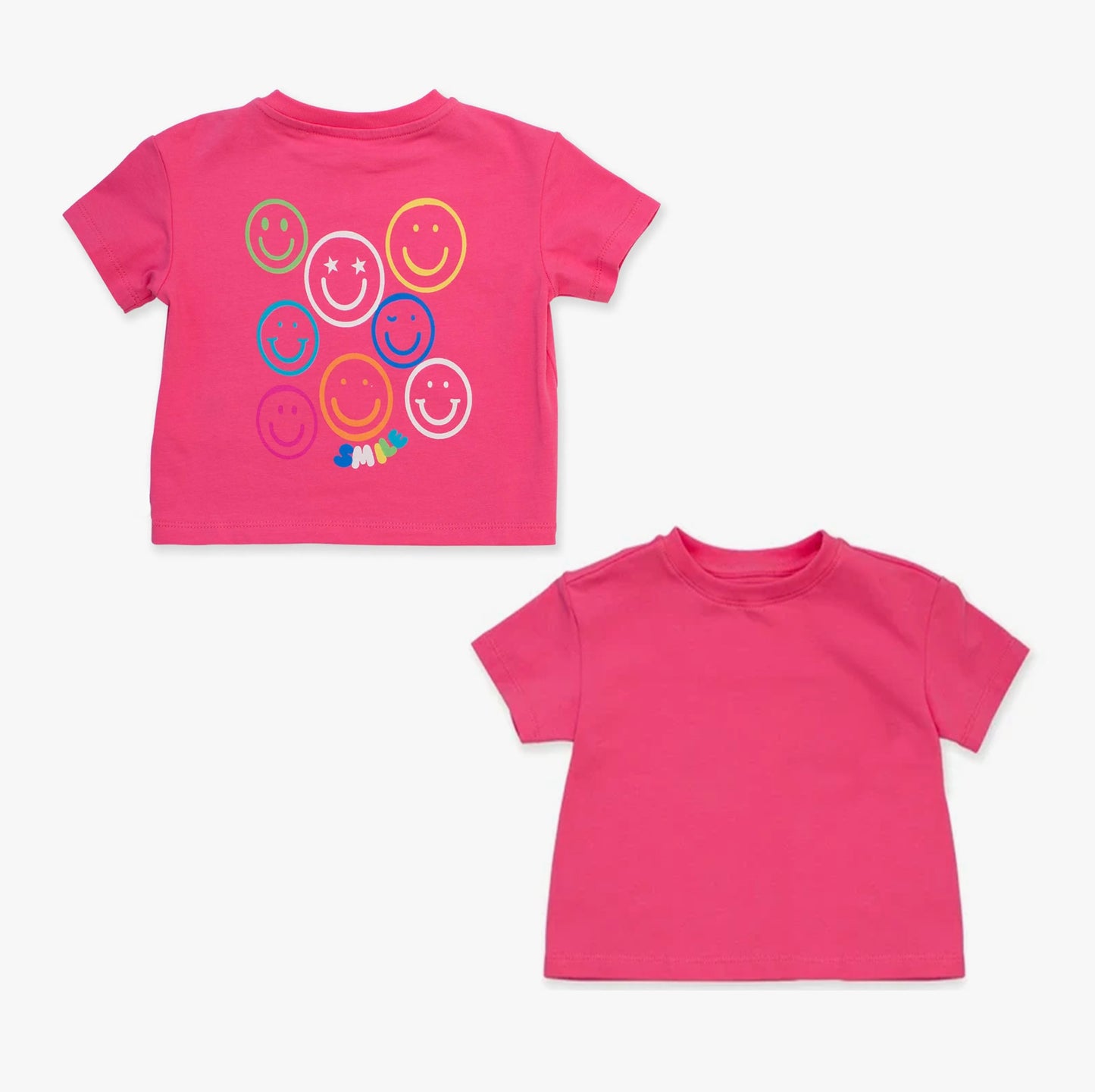 preorder GT1077 colorful smile hot pink short sleeve girls top