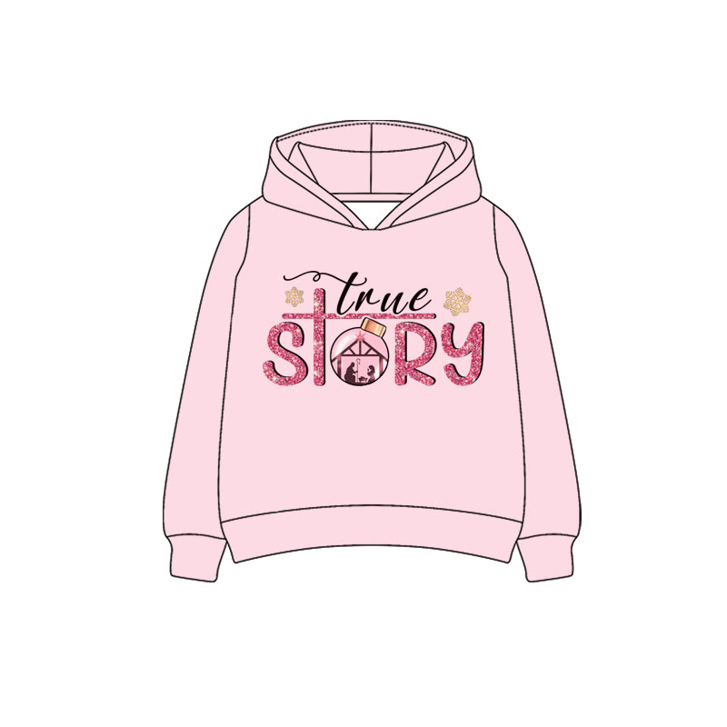 preorder GT1098 the nativity story pink long sleeve hoodie girls top