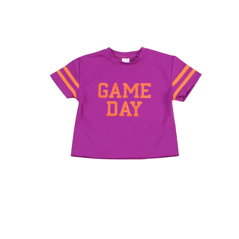 preorder GT1099 yoga game day purple short sleeve girls top
