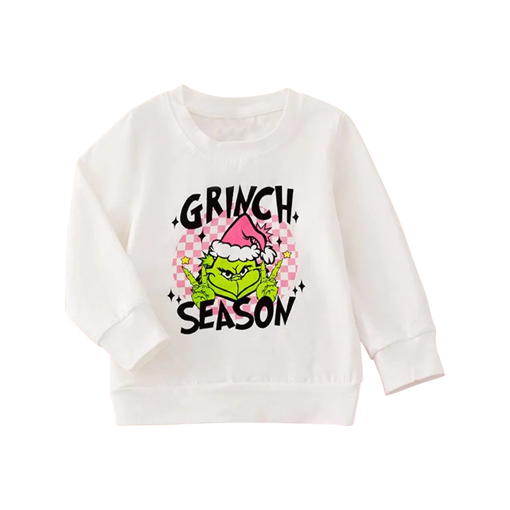 preorder GT1131 Christmas green face season long sleeve girls top