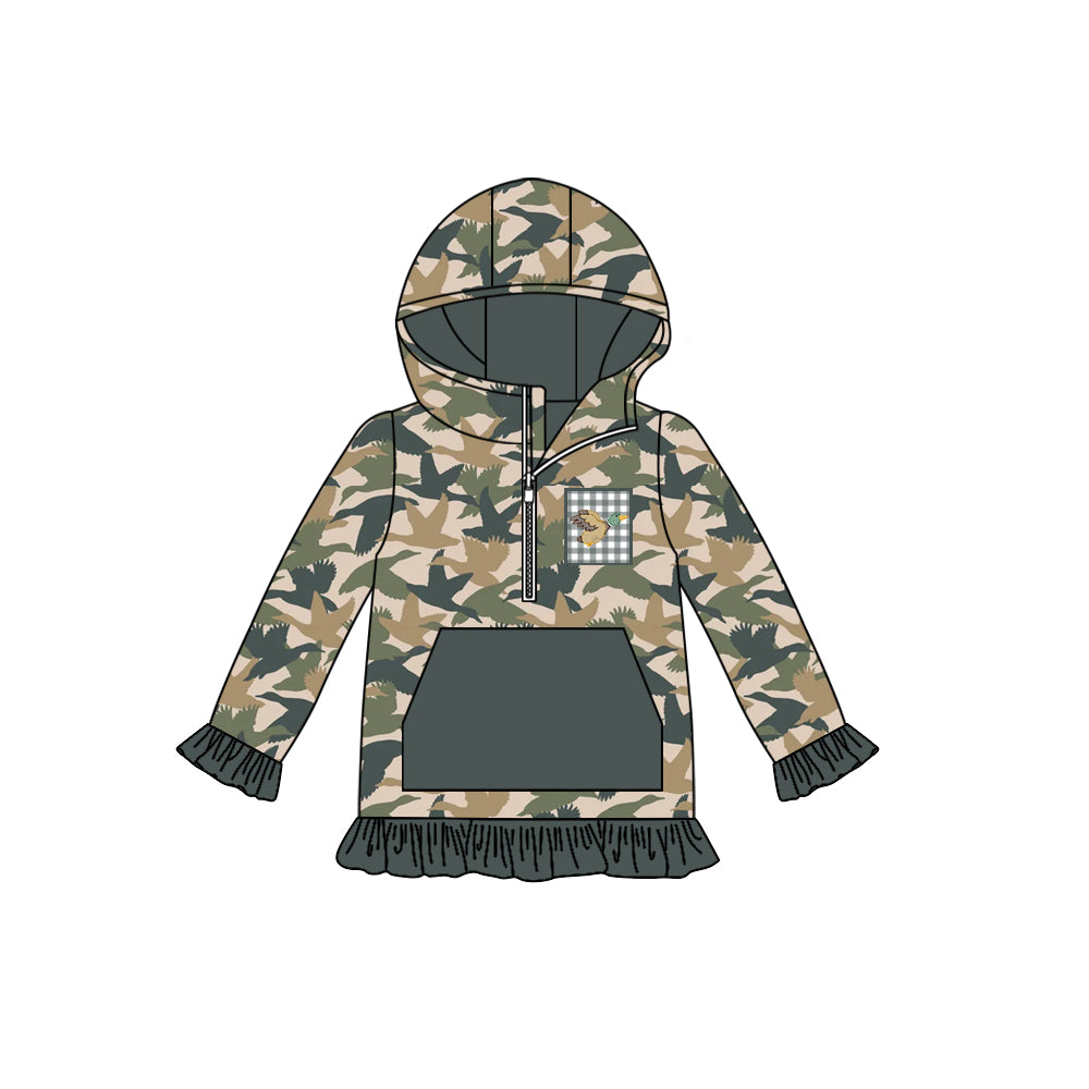preorder GT1133 hunting malalrd camo pocket hoodie long sleeve girls top