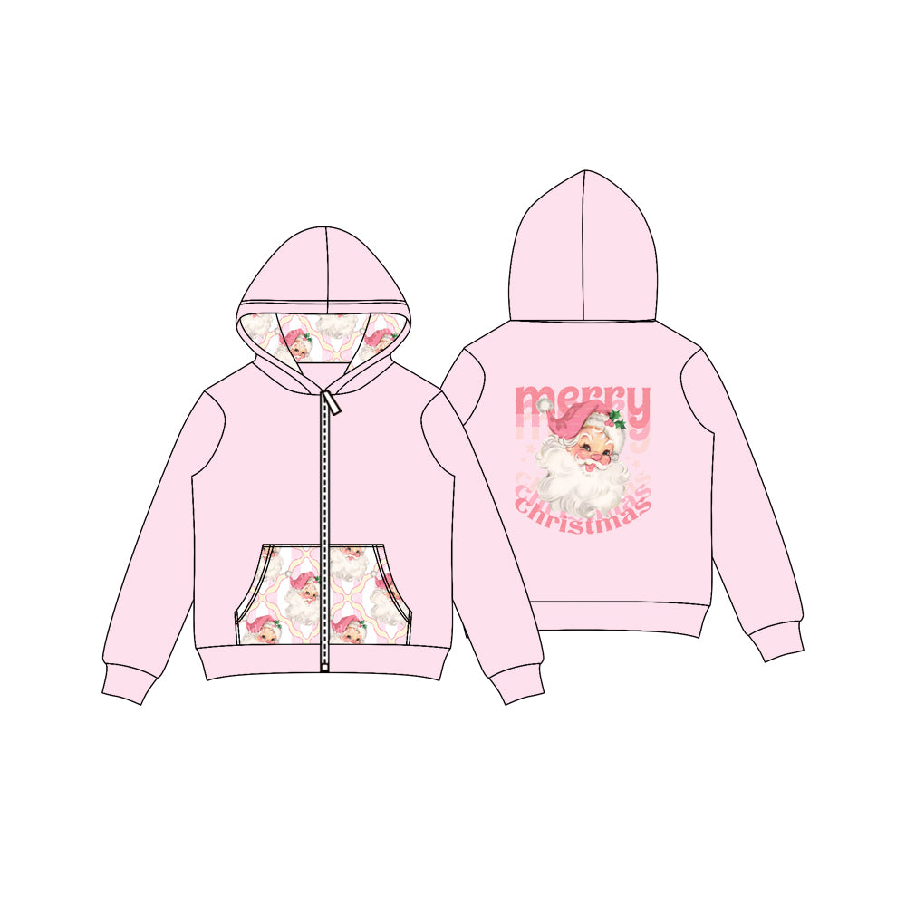 preorder GT1143 Merry Christmas Santa light pink hoodie long sleeve girls coat
