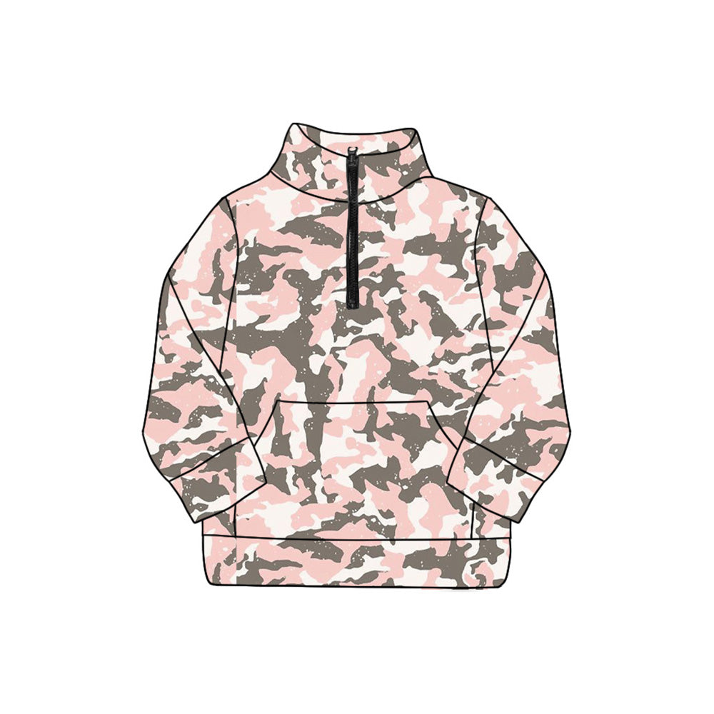 preorder GT1175 yoga hunting camo pink zipper long sleeve adult women top