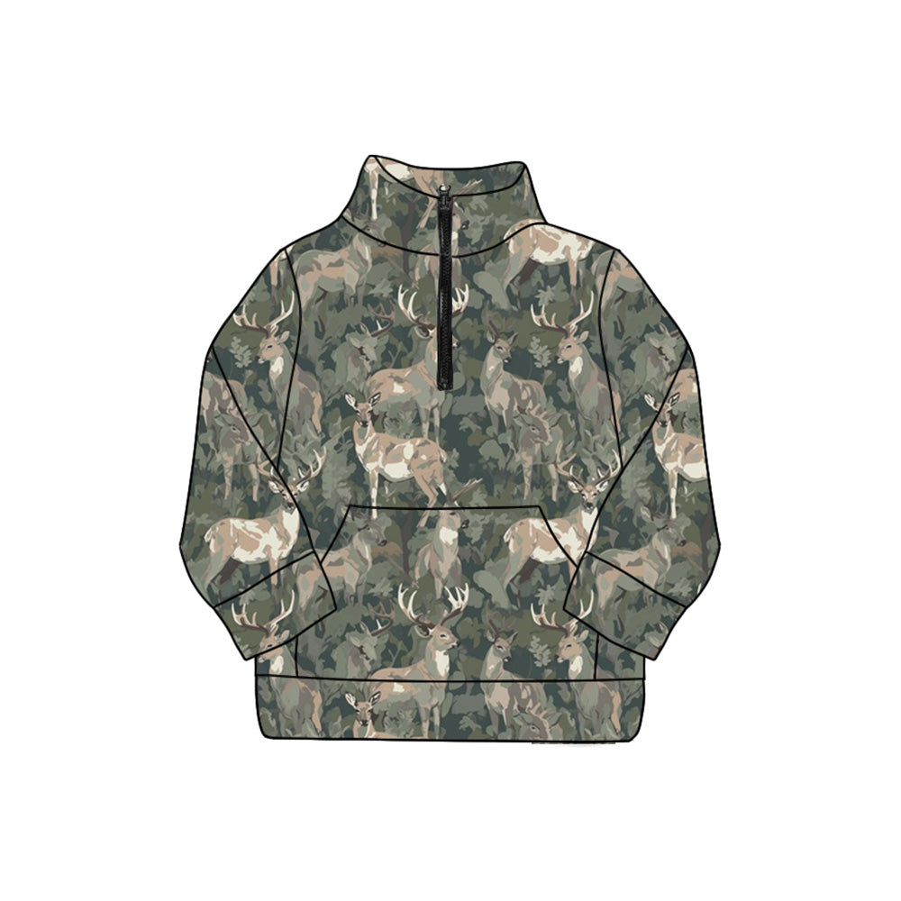 preorder GT1177 yoga hunting camo deer zipper long sleeve adult women top