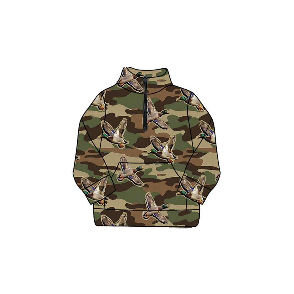 preorder GT1185 yoga hunting camo mallard duck zipper long sleeve girls top