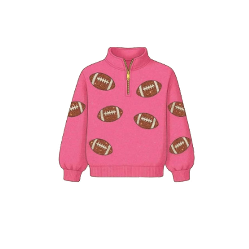 preorder GT1205 yoga football pink zipper long sleeve girls top