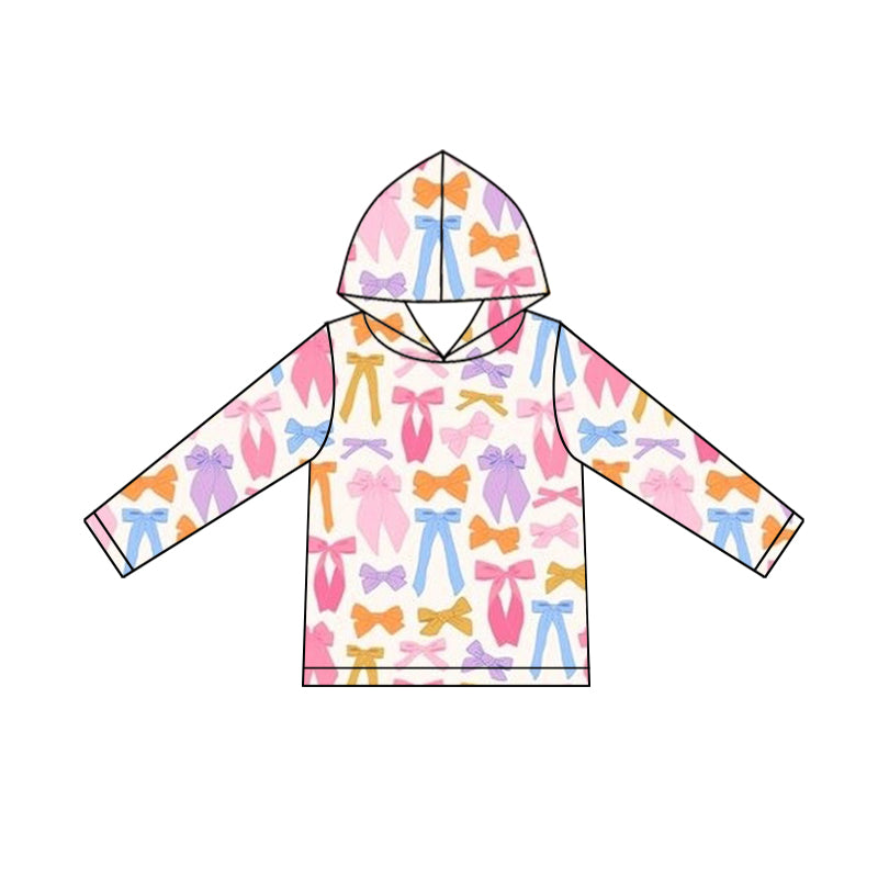 preorder GT1241 colorful bows hoodie long sleeve girls top