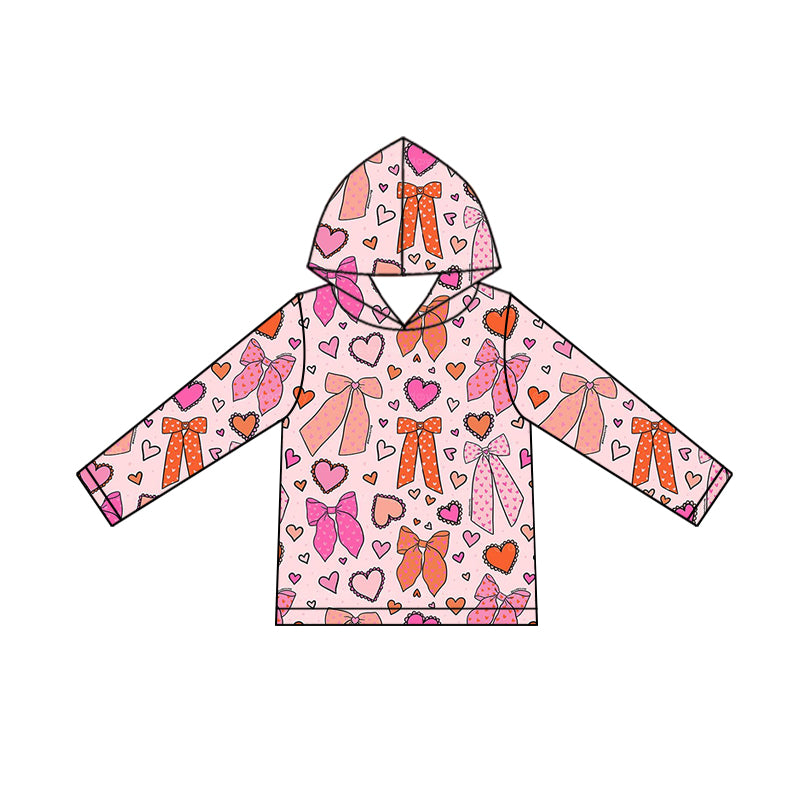 preorder GT1244 Valentine's Day colorful bows heart hoodie long sleeve girls top